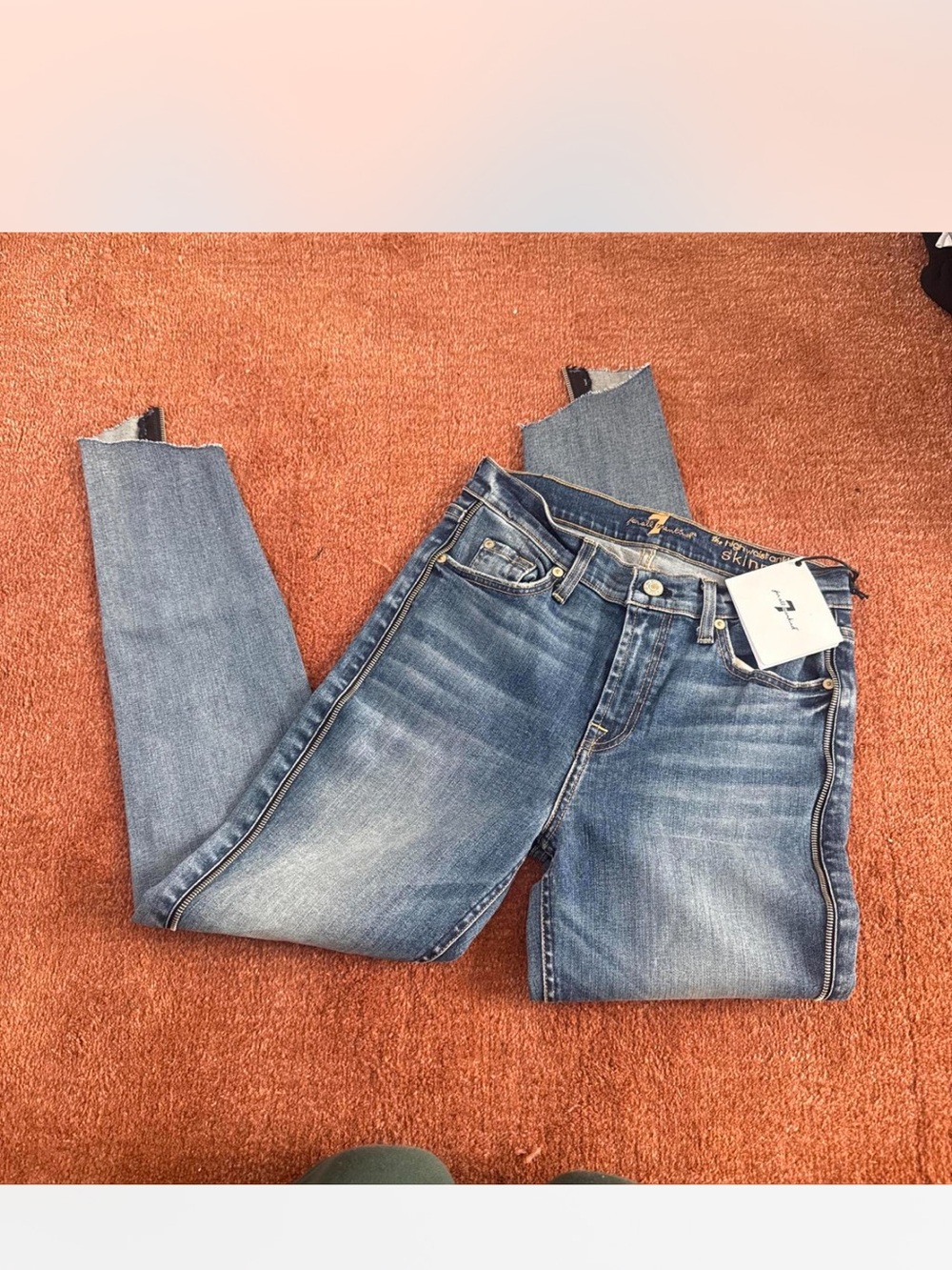 7 For All Mankind Women's Skinny Jeans in Medium Blue Wash